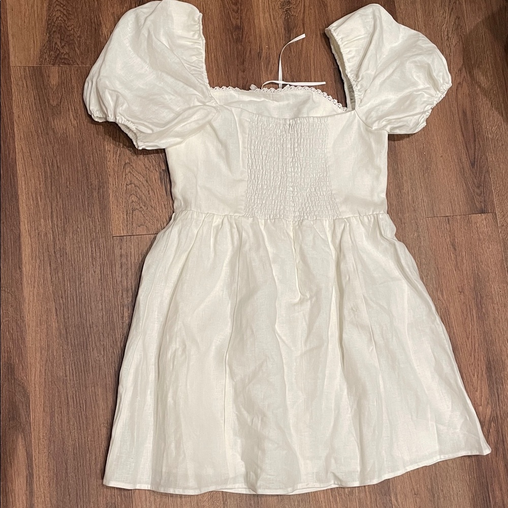 Reformation Malvina Linen Puff Sleeve Minidress - Picture 7 of 8